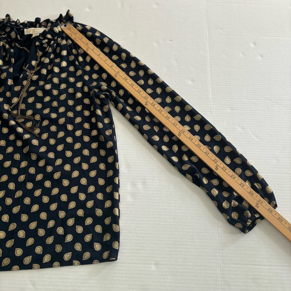Michael Kors Bergalia Raglan Blouse Foiled Print Chain Tassels‎ Size M NEW - Picture 9 of 14